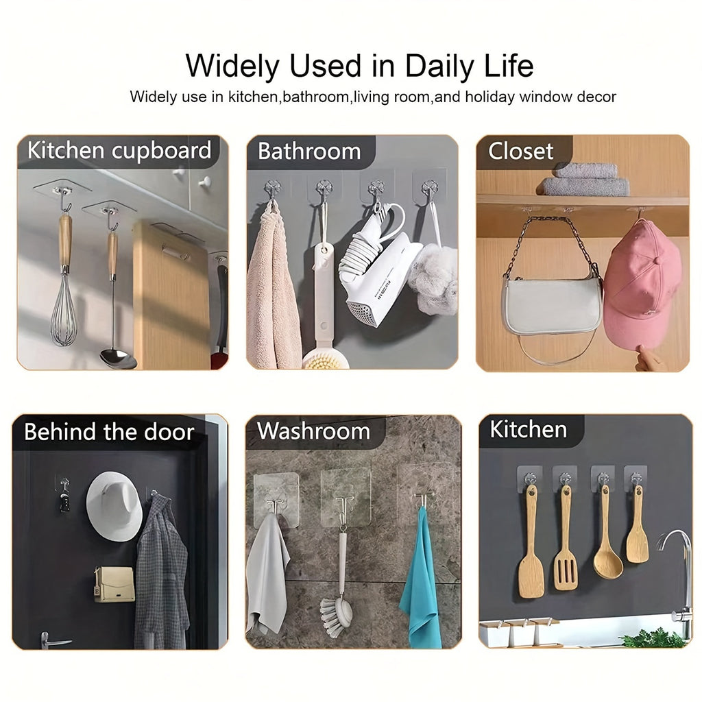 30pcs Crochets adhésifs transparents sans marques - Installation sans dommage, sans clou sur les murs, adaptés pour les cadres photo et les tuiles, fixation solide, compatible multi-surfaces, crochets utilitaires