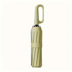Parapluie Pliable Automatique Étanche, Protection Solaire Renforcée à 8 Nervures avec Colle Noire, Forme Ronde, Tige en Fer, Polyvalent - Noir, Épais