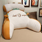 Oreiller de lecture ergonomique 1 pièce avec support lombaire réglable | Coussin moelleux pour lit, canapé, chaise | Tissu en polyester respirant | Design matelassé gris et blanc avec broderie \