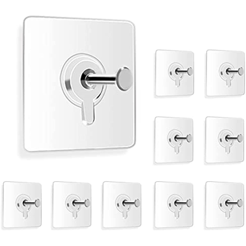 Lot de 10 Crochets Muraux Auto-adhésifs Faciles à Installer - Capacité de 13.01LB, Installation Sans Perçage pour Photos, Sacs et Plus