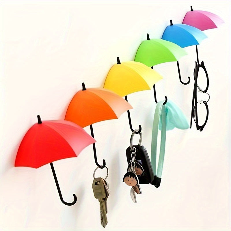 Crochets Multifonctionnels en Forme de Parapluie à Six Couleurs, Crochets de Clés Décoration Créative, Crochets Adhésifs Muraux, Décoration Murale de Chambre Familiale, Décoration Esthétique de Pièce