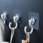 3pcs\u002Fset Crochet de plafond rotatif auto-adhésif à 360°, montage mural sans perçage pour abris de lit et moustiquaires et foulards et sacs de rangement