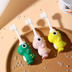 Brosse à dents souple à poils doux, design dinosaure, facile à nettoyer, pour enfants de 3 à 6 ans