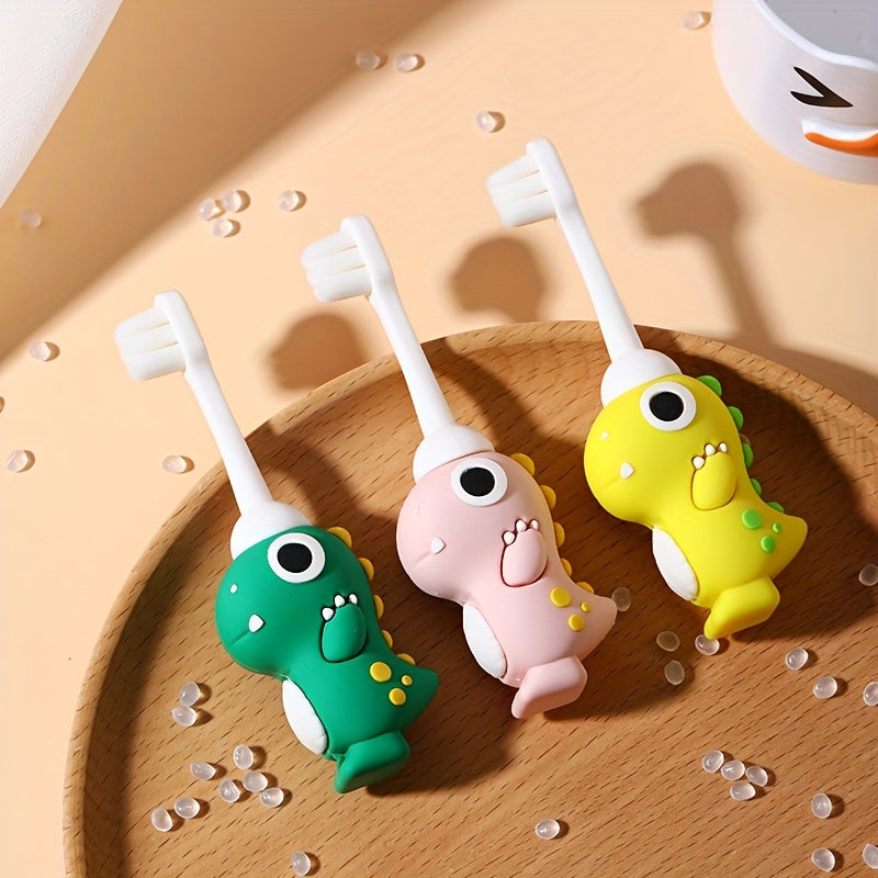 Brosse à dents souple à poils doux, design dinosaure, facile à nettoyer, pour enfants de 3 à 6 ans