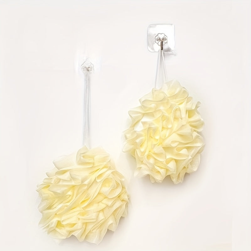 1pc Éponge Douche & Bain Double Usage - Maille Exfoliante Ultra-Douce Sans Peluche, Design Cœur pour Gommage Délicat, Hommes et Femmes, Accessoire de Soin Personnel, Maillage Haut de Gamme, Texture Ultradouce