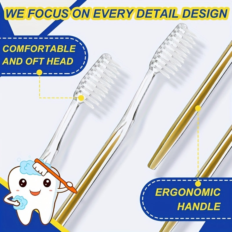 Un paquet de 50 brosses à dents jetables avec des poils mi-doux, des brosses à dents manuelles en nylon, emballées individuellement pour les voyages et les hôtels, adaptées aux soins bucco-dentaires des adultes.