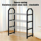 Space-Saving 4-Tier Shoe Organizer - Durable Metal and Plastic Dustproof Shoe Rack for Entryway, Bedroom, Living Room, Dormitory, with Vertical Storage Design, Shoe Storage Organize