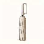Parapluie Pliable Automatique Étanche, Protection Solaire Renforcée à 8 Nervures avec Colle Noire, Forme Ronde, Tige en Fer, Polyvalent - Noir, Épais