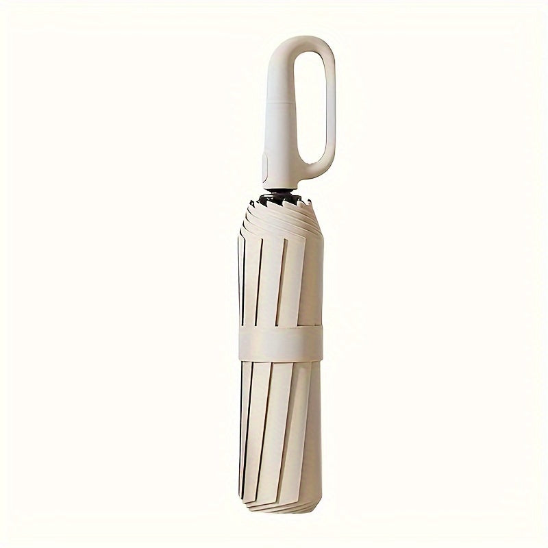 Parapluie Pliable Automatique Étanche, Protection Solaire Renforcée à 8 Nervures avec Colle Noire, Forme Ronde, Tige en Fer, Polyvalent - Noir, Épais
