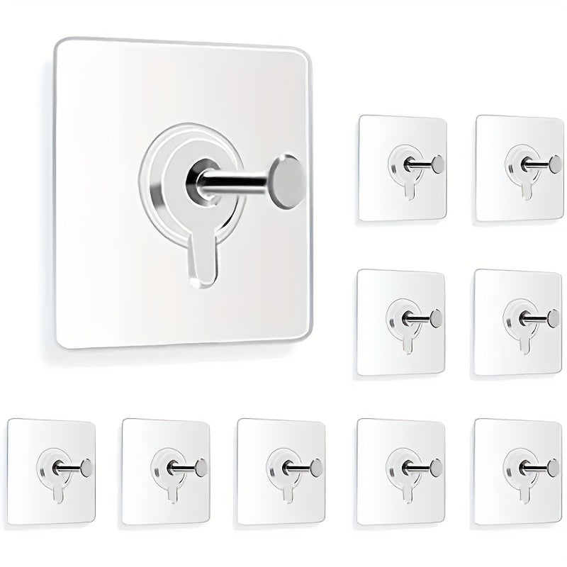 Lot de 10 Crochets Muraux Auto-adhésifs Faciles à Installer - Capacité de 13.01LB, Installation Sans Perçage pour Photos, Sacs et Plus