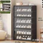 5-Tier Oversized Shoe Rack - Transparent Carbon Steel Modern Shoe Storage Organizer with Sturdy Metal Frame, Multi-Layer Design for Bedroom, Garage, Office - Space-Saving Durable Shoe Cabinet, Shoe Organizer Storage, Bedroom Organizer, Sleek Material