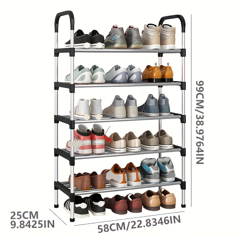 Sturdy Multi-Tier Metal Shoe Rack with Colorful Accents - Easy Assembly, Floor Standing Storage Shelf for Home Organization, Ideal for Shoes & More, Shoe Storage Organizer, Utility Racks