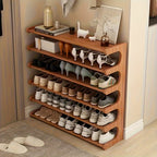 2-Tier\u002F6-Tier Natural Finish Wooden Shoe Rack - Space-Saving, Easy to Assemble, Perfect for Dorms and Hallways, Stylish Narrow Storage Solution, Non-Food Contact Safe, Shoe Organizer Box