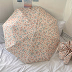 Parapluie pliant à motif floral Partysu, léger et portable, imperméable à 8 baleines, protection solaire, équipement de pluie pour les déplacements quotidiens, parapluie de voyage à main.