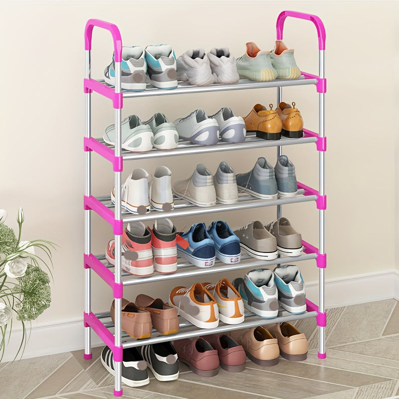 Sturdy Multi-Tier Metal Shoe Rack with Colorful Accents - Easy Assembly, Floor Standing Storage Shelf for Home Organization, Ideal for Shoes & More, Shoe Storage Organizer, Utility Racks