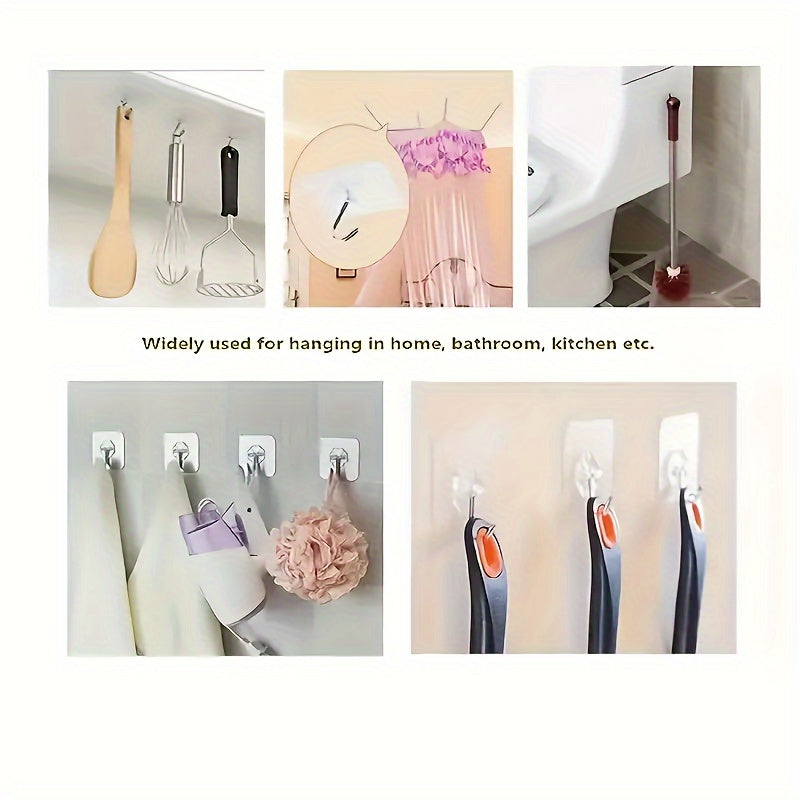 15pcs Crochets Adhésifs Forts - Étanches, Installation Facile pour Mur & Salle de Bain, Organisateur de Suspension Multifonctionnel Sans Couture, Crochets pour Salle de Bain, Crochets Utilitaires