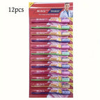 1 lot de 12 brosses à dents pour adultes, têtes longues, poils moyens, brosses à dents anti-taches et protection des gencives
