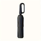 Parapluie Pliable Automatique Étanche, Protection Solaire Renforcée à 8 Nervures avec Colle Noire, Forme Ronde, Tige en Fer, Polyvalent - Noir, Épais