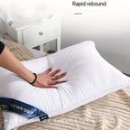 2 oreillers de luxe pour coussin de style hôtel 950g\u002F㎡ - Doux, confortable, aide au sommeil non collapsible, cadeau idéal pour la maison, blanc avec étiquette bleue, oreiller confortable | Design élégant de l'étiquette | Tissu durable