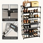Modern Minimalist 7-Tier Shoe Rack - Slim, Space-Saving Design for Entryway, Closet, Garage - Sturdy Steel Frame, Easy 10-Minute Assembly, Ideal for Home Organization, Shoe Storage|Sleek Shoe Rack|Durable Shelf, Shoe Storage Rack