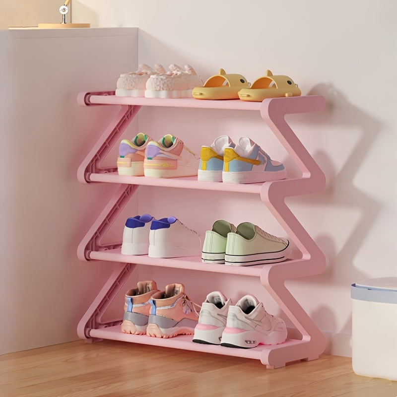 4-Tier Z-Shaped Shoe Rack – Space-Saving, Multi-Layer Storage Organizer for Bathroom, Dorm, or Small Apartment – Easy Assembly, Under 27\