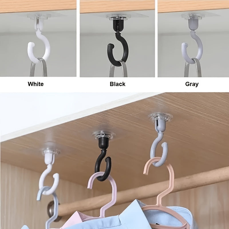 3pcs\u002Fset Crochet de plafond rotatif auto-adhésif à 360°, montage mural sans perçage pour abris de lit et moustiquaires et foulards et sacs de rangement