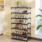 Modern Minimalist 7-Tier Shoe Rack - Slim, Space-Saving Design for Entryway, Closet, Garage - Sturdy Steel Frame, Easy 10-Minute Assembly, Ideal for Home Organization, Shoe Storage|Sleek Shoe Rack|Durable Shelf, Shoe Storage Rack