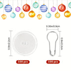 100pcs Crochets de Plafond Auto-Adhésifs Faciles à Installer - Crochets Muraux à Ventouse Métallique Ronds pour Décorations de Noël, Mariage & Anniversaire, Crochets Utilitaires