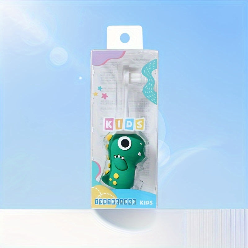 Brosse à dents souple à poils doux, design dinosaure, facile à nettoyer, pour enfants de 3 à 6 ans