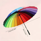 Parapluie Arc-en-ciel Vibrant 1pc - Épais, Grand, Ouverture et Fermeture Manuelle, Conception Coupe-Vent à 24 Nervures, Protection UV, Parasol Coloré pour une Protection Élégante contre les Intempéries
