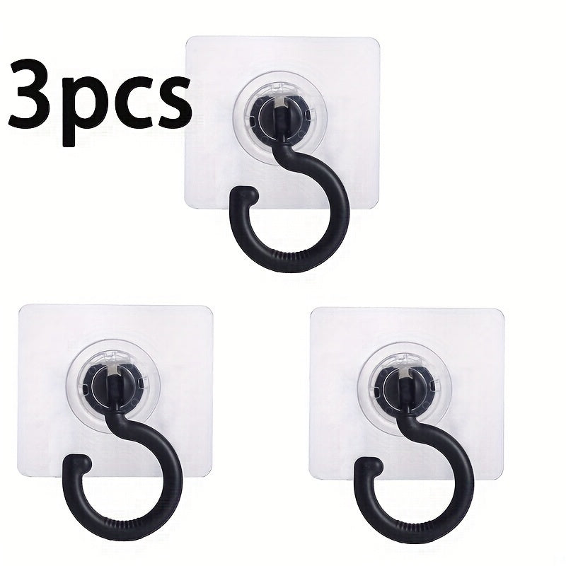 3pcs\u002Fset Crochet de plafond rotatif auto-adhésif à 360°, montage mural sans perçage pour abris de lit et moustiquaires et foulards et sacs de rangement