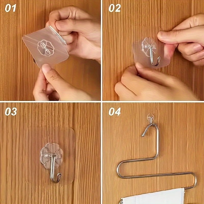 15pcs Crochets Adhésifs Forts - Étanches, Installation Facile pour Mur & Salle de Bain, Organisateur de Suspension Multifonctionnel Sans Couture, Crochets pour Salle de Bain, Crochets Utilitaires