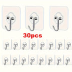 30pcs Crochets adhésifs transparents sans marques - Installation sans dommage, sans clou sur les murs, adaptés pour les cadres photo et les tuiles, fixation solide, compatible multi-surfaces, crochets utilitaires