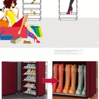 Multi-Layer Canvas Shoe Organizer with Lid - Detachable, Dustproof Boot Storage Cabinet for Home Organization, Shoe Rack, Independent