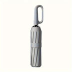 Parapluie Pliable Automatique Étanche, Protection Solaire Renforcée à 8 Nervures avec Colle Noire, Forme Ronde, Tige en Fer, Polyvalent - Noir, Épais