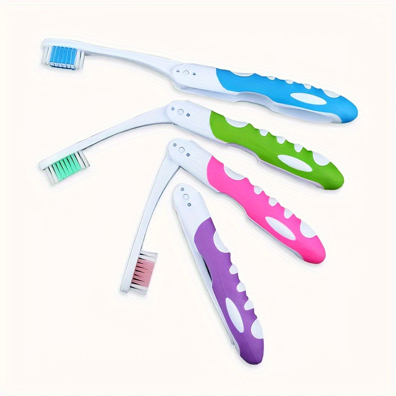 4 brosses à dents pliantes portables, couleurs aléatoires, poils souples, idéales pour camping, randonnée et voyage en sac à dos, essentiels de voyage