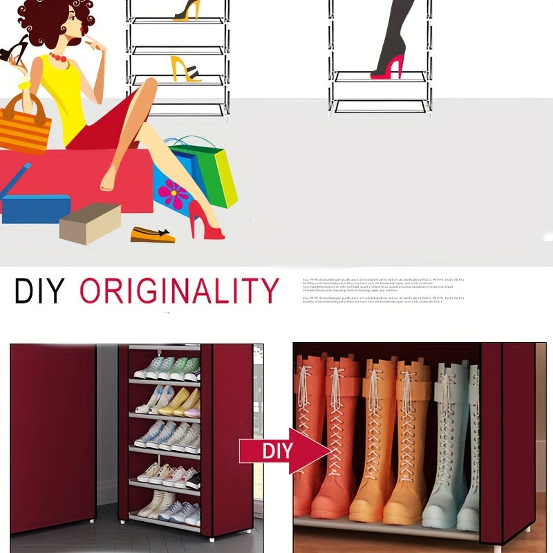 Multi-Layer Canvas Shoe Organizer with Lid - Detachable, Dustproof Boot Storage Cabinet for Home Organization, Shoe Rack, Independent