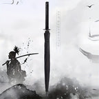 Parapluie à Manche Épée de Samouraï Créatif - Parapluie Pliant Coupe-Vent à 16 Nervures, Ouverture\u002FFermeture Semi-Automatique, Dôme Durable en 190T & Cadre en Fibre de Verre, Portable pour Voyage & Cadeau d'Anniversaire, Noir Élégant, Design Compact