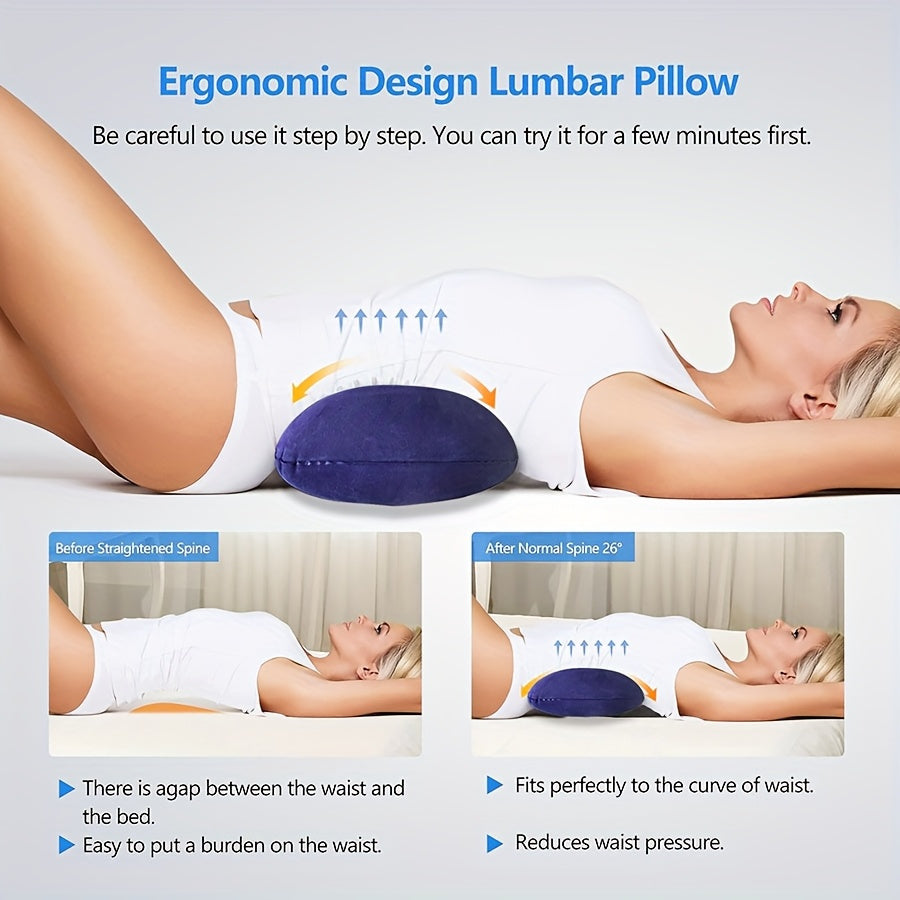 Oreiller gonflable ergonomique pour dormir, coussin lombaire réglable en mousse à mémoire de forme - oreiller convexe postérieur, adapté aux dormeurs sur le côté, dos et ventre, coussin pour voiture et canapé