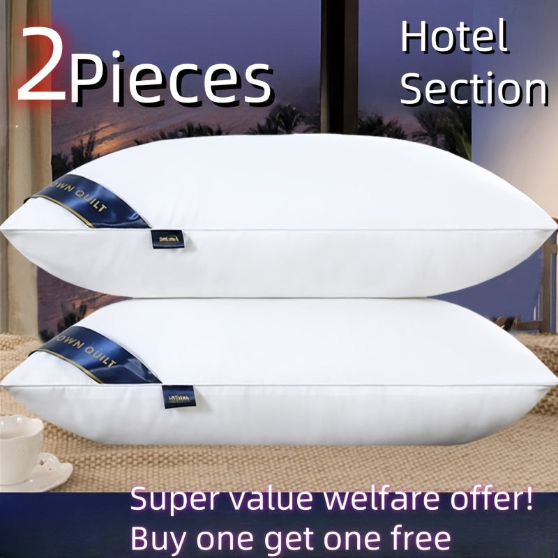 2 oreillers de luxe pour coussin de style hôtel 950g\u002F㎡ - Doux, confortable, aide au sommeil non collapsible, cadeau idéal pour la maison, blanc avec étiquette bleue, oreiller confortable | Design élégant de l'étiquette | Tissu durable