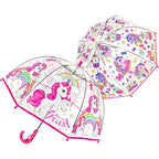 2pcs Parapluies à Bulles Licorne, Ouverture Automatique, 8 Barres, Manche en Fibre de Carbone & PE, Auvent en PVC Hydrofuge, Manche Courbé Facile à Tenir pour Garçons et Filles