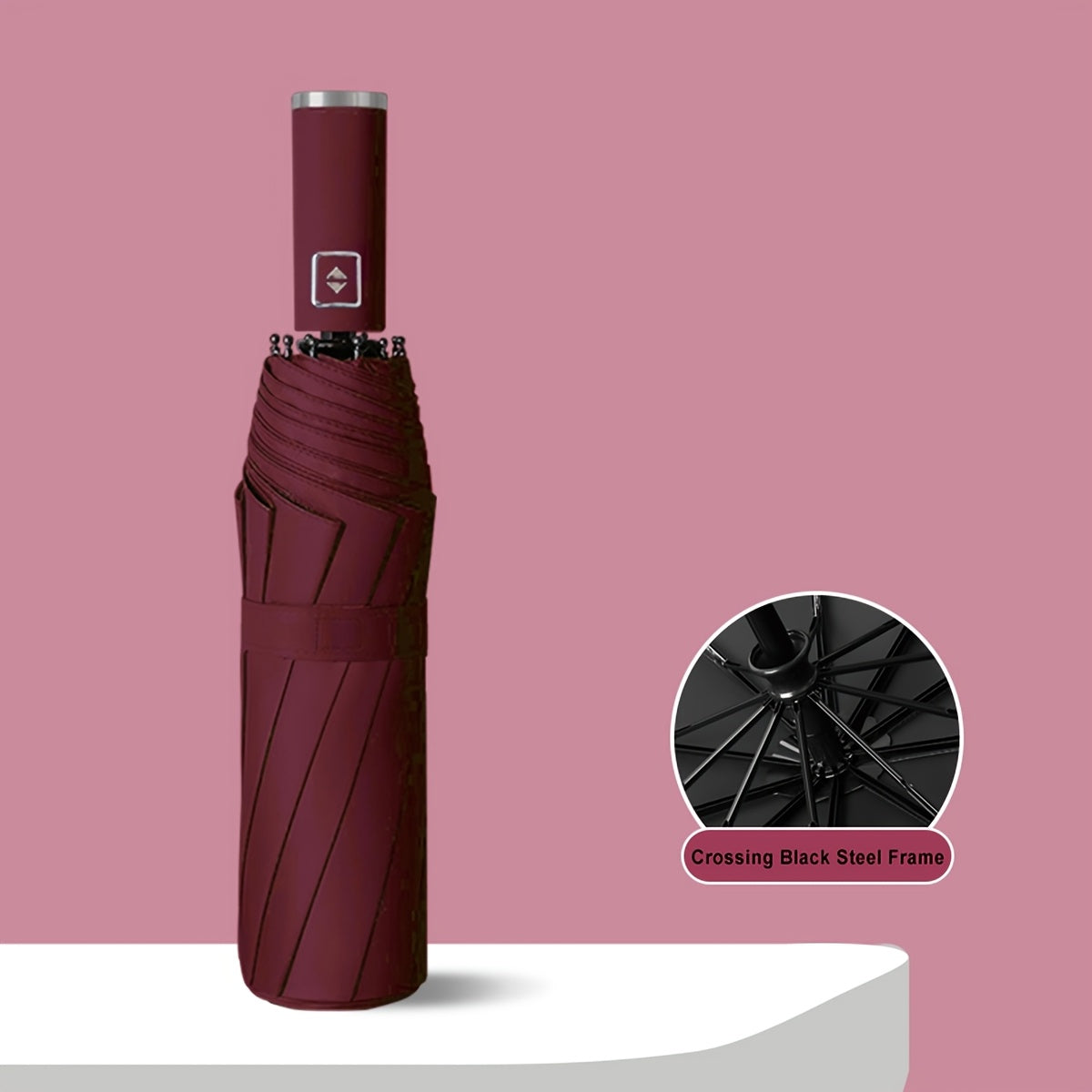 1pc Parapluie Pliant Automatique Xiaomi, Cadre en Fer à 10 Brides, Auvent en Tissu 190T, Coupe-Vent, Protection UV, Ouverture\u002FFermeture en Un Clic, Parapluie de Voyage Portable avec Poignée en Plastique