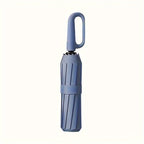 Parapluie Pliable Automatique Étanche, Protection Solaire Renforcée à 8 Nervures avec Colle Noire, Forme Ronde, Tige en Fer, Polyvalent - Noir, Épais