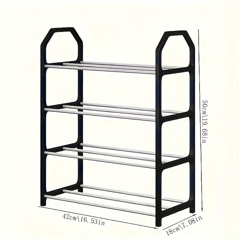 Space-Saving 4-Tier Shoe Organizer - Durable Metal and Plastic Dustproof Shoe Rack for Entryway, Bedroom, Living Room, Dormitory, with Vertical Storage Design, Shoe Storage Organize