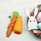 Parapluie pliable pour enfants avec motif de carottes - Protection contre le soleil et la pluie, coupe-vent, portable, orange avec accents de feuilles vertes, idéal pour les activités en plein air et l'utilisation quotidienne, parapluie pour la pluie