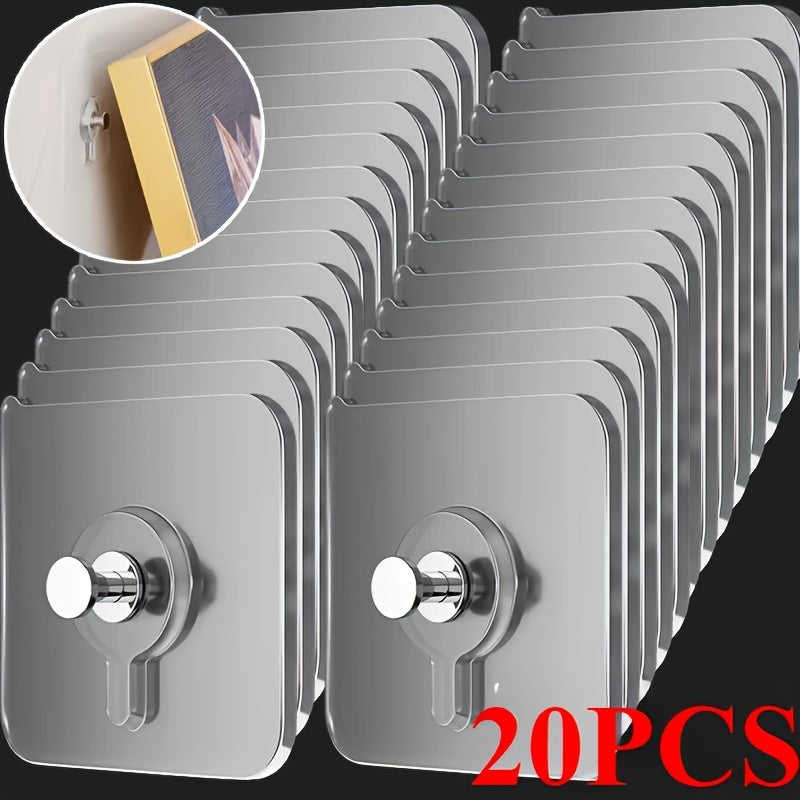 Lot de 10 Crochets Muraux Auto-adhésifs Faciles à Installer - Capacité de 13.01LB, Installation Sans Perçage pour Photos, Sacs et Plus