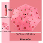 Parapluie pliant compact avec design de tranche de melon - Imperméable, protection UV, coupe-vent, parapluie de voyage portable avec cadre en métal, séparation sèche\u002Fliquide, équipement de pluie compact, favori des étudiants, parapluie mignon